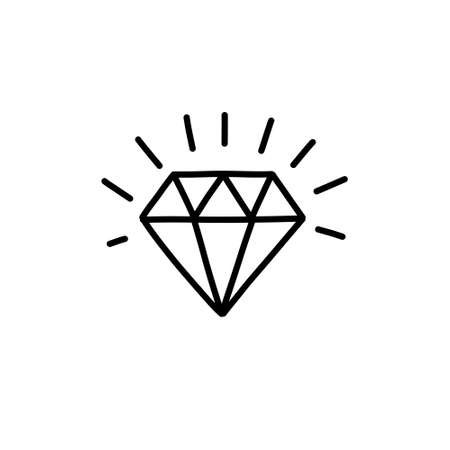 diamond doodle icon, vector line illustrationのイラスト素材
