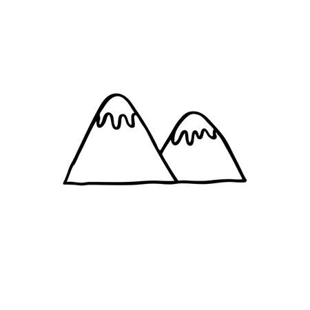 mountains doodle line icon, vector color illistrationのイラスト素材