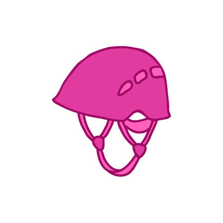 climbing helmet doodle icon, vector color illistrationのイラスト素材