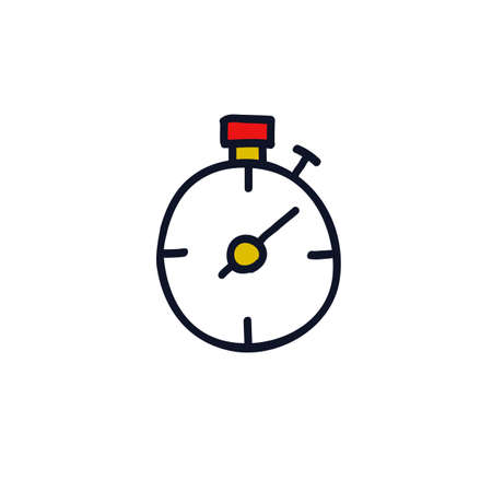 stopwatch doodle vector icon, vector color illistration