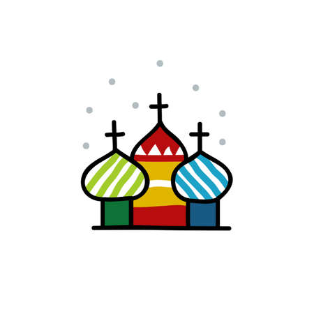 Moscow Kremlin doodle illustration, vector color illistrationのイラスト素材