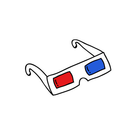 3D glasses doodle icon, vector color illistrationのイラスト素材