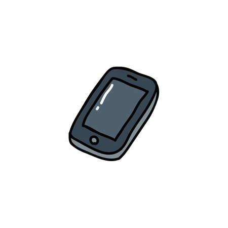 cellphone doodle color icon, vector color illistrationのイラスト素材
