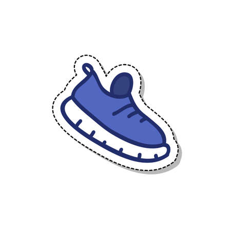 running shoes doodle sticker icon, vector color illistrationのイラスト素材