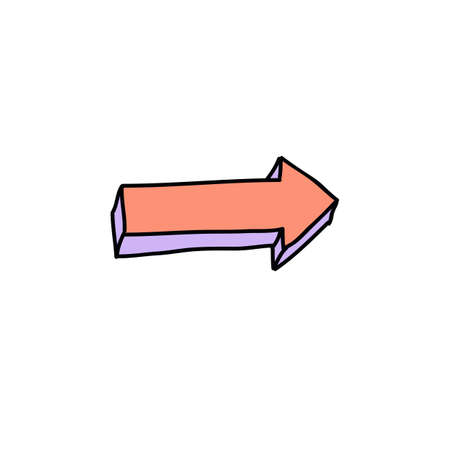 arrow doodle color icon, vector color illistrationのイラスト素材