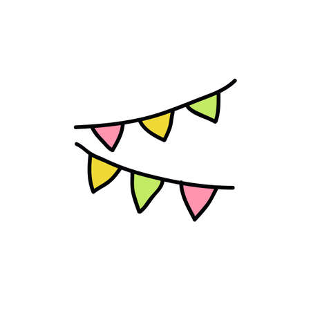 party decoration doodle icon, vector color illistrationのイラスト素材