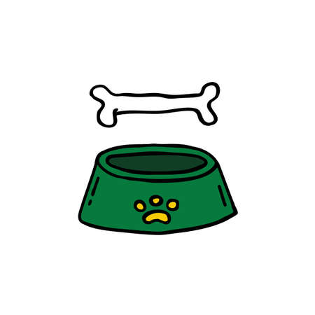 bowl for pets doodle icon, vector color illistrationのイラスト素材