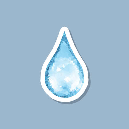 drop of water polygonal sticker, vector color illistrationのイラスト素材