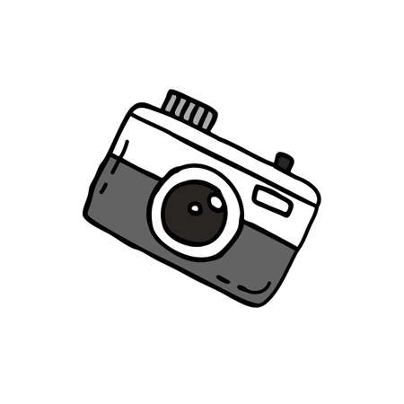 camera doodle vector icon, vector color illistrationのイラスト素材