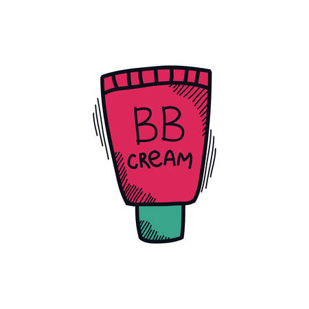 bb cream doodle icon, vector color illistrationのイラスト素材