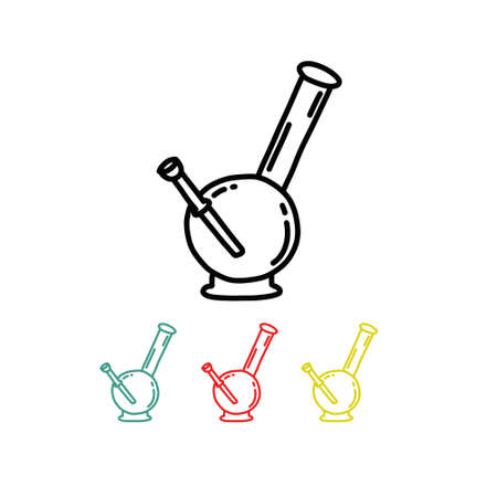 smoking bong doodle icon, vector line illustrationのイラスト素材