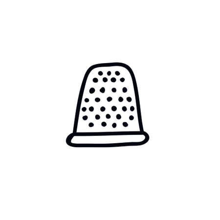 thimble for sewing doodle icon, vector color illustrationのイラスト素材