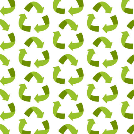 recycling symbol seamless doodle pattern, vector color illustrationのイラスト素材