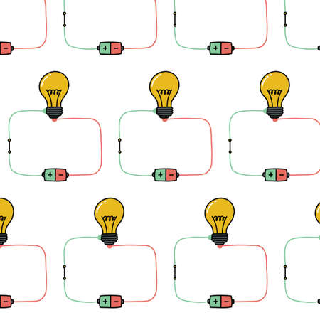 electronic circuit doodle pattern, vector illustrationのイラスト素材