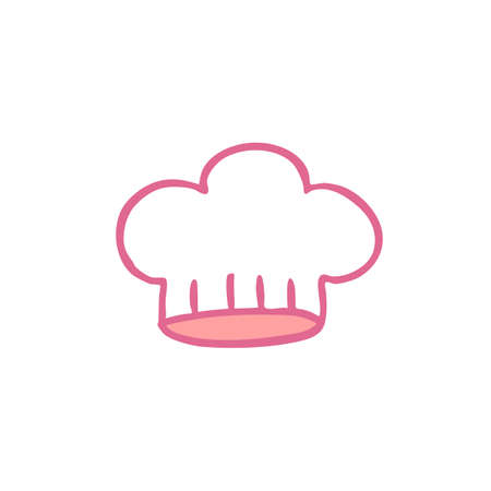 chef hat doodle icon, vector color illustrationのイラスト素材