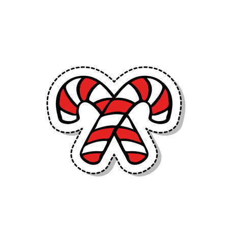 Christmas candy doodle icon, vector color illustrationのイラスト素材