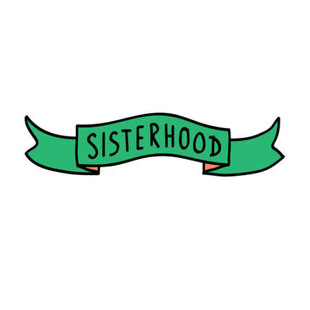sisterhood doodle icon, vector color illustrationのイラスト素材