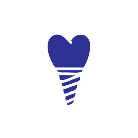 dental implant doodle icon, vector color illustration