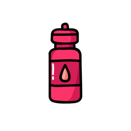 sports water bottle doodle icon, vector color illustrationのイラスト素材