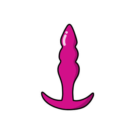 anal plug sex toy doodle icon, vector color illustrationのイラスト素材