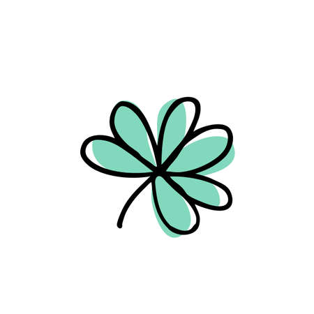 trifoliate clover doodle icon, vector color illustrationのイラスト素材
