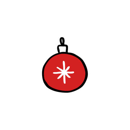 christmas tree toy doodle icon, vector color illustrationのイラスト素材