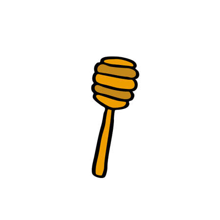 spoon for honey doodle icon, vector color illustrationのイラスト素材