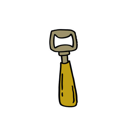 bottle opener doodle icon, vector color illustrationのイラスト素材