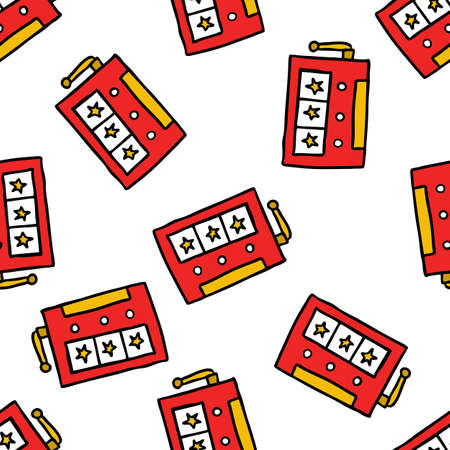 slot machine seamless doodle pattern, vector color illustrationのイラスト素材