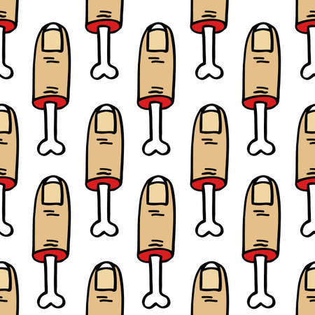 torn off finger seamless doodle pattern, vector color illustrationのイラスト素材