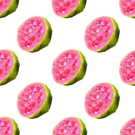 guava polygonal seamless pattern, vector color illustrationのイラスト素材
