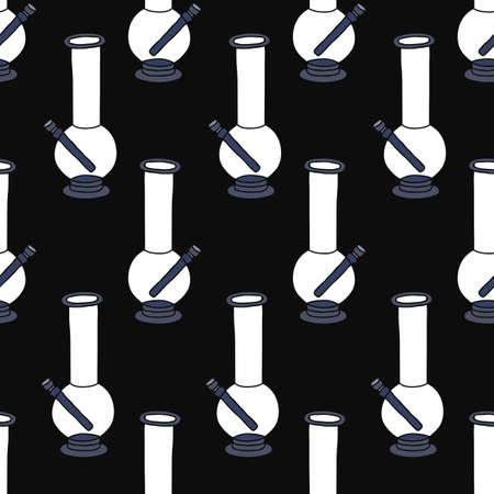 bong for smoking seamless doodle pattern, vector color illustrationのイラスト素材