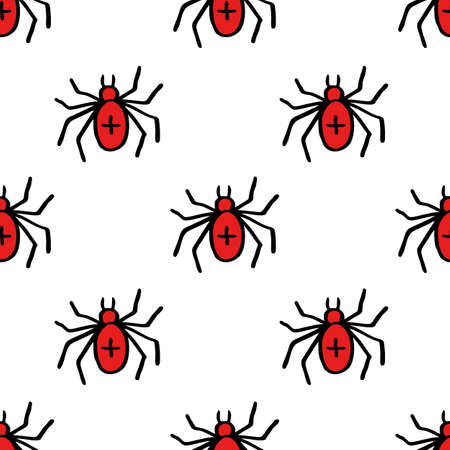 spider seamless doodle pattern, vector color illustrationのイラスト素材