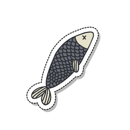 fish doodle icon, vector color illustrationのイラスト素材