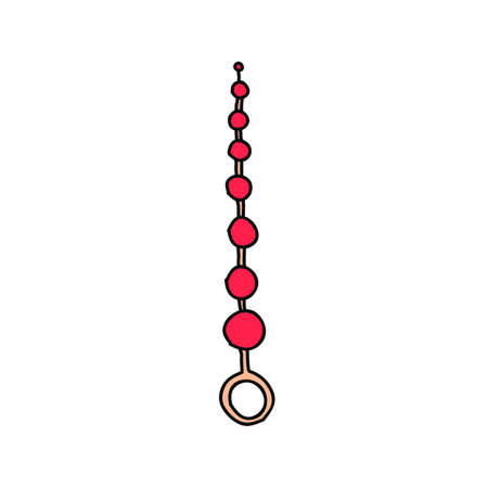 anal beads sex toy doodle icon, vector color illustrationのイラスト素材