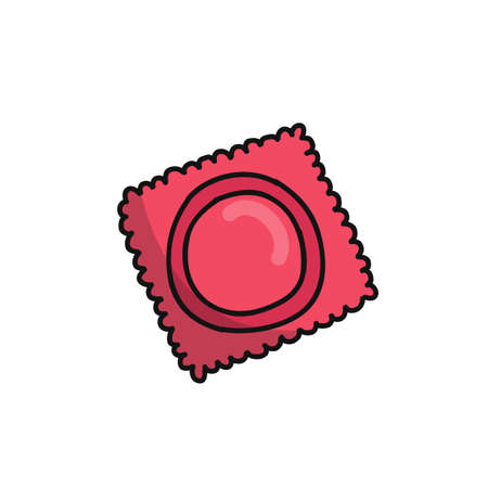 condom doodle icon, vector color illustrationのイラスト素材