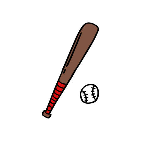 baseball doodle icon, vector color illustrationのイラスト素材