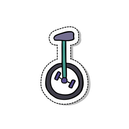 circus unicycle doodle icon, vector color illustrationのイラスト素材