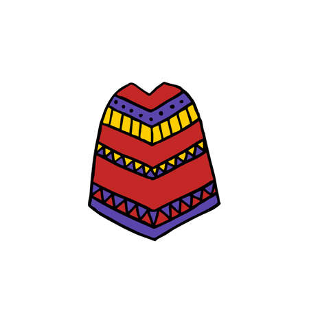poncho doodle icon, vector color illustrationのイラスト素材