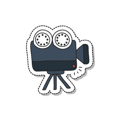 videocamera doodle icon, vector color illustrationのイラスト素材