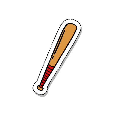 baseball bat doodle icon, vector color illustrationのイラスト素材