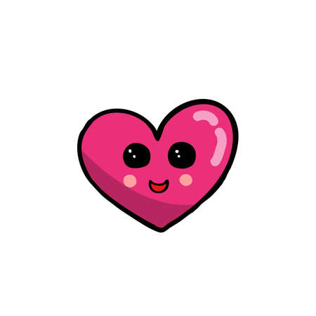 heart doodle emoji icon, vector color illustrationのイラスト素材