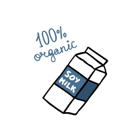 soy milk doodle icon, vector color illustrationのイラスト素材