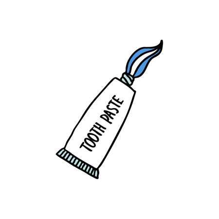toothpaste doodle icon, vector color illustrationのイラスト素材