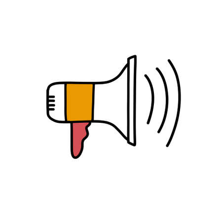 speaker doodle icon, vector color illustrationのイラスト素材