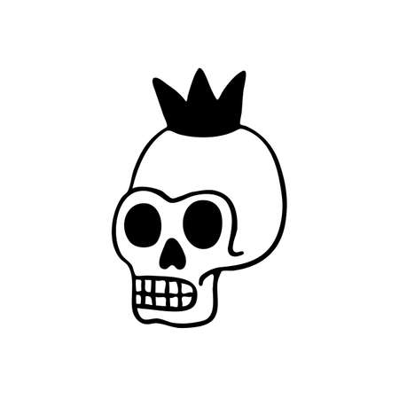 skull traditional tattoo flash, vector color illustrationのイラスト素材