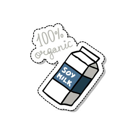 soy milk doodle icon, vector color illustrationのイラスト素材