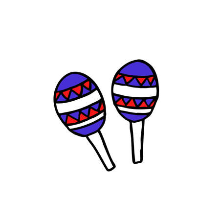 maracas doodle color icon, vector color illustrationのイラスト素材