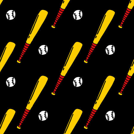 baseball seamless doodle pattern, vector illustrationのイラスト素材