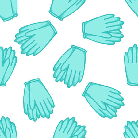 latex gloves seamless doodle pattern, vector color illustrationのイラスト素材